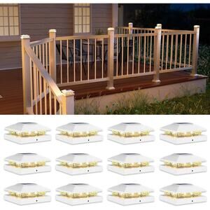 12 pack 4x4 Solar Post Cap Light, Solar Fence, Outdoor Waterproof, Warm White